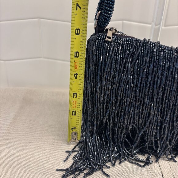 Viral Beaded Fringe Shoulder Bag - Navy Blue - Made in India - Picture 10 of 13